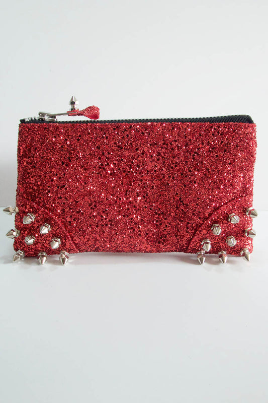 Make up bag w/ spikes in Bright Red Glitter