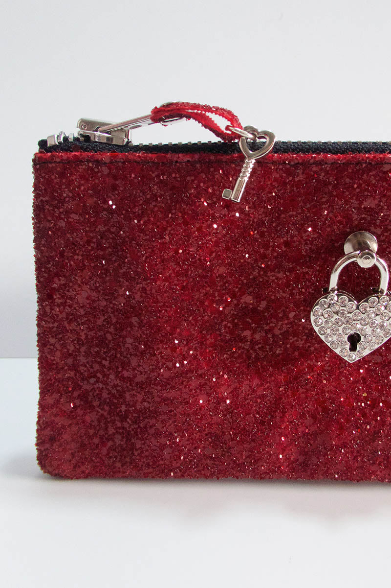 Clutch bag w/ padlock in Glitter