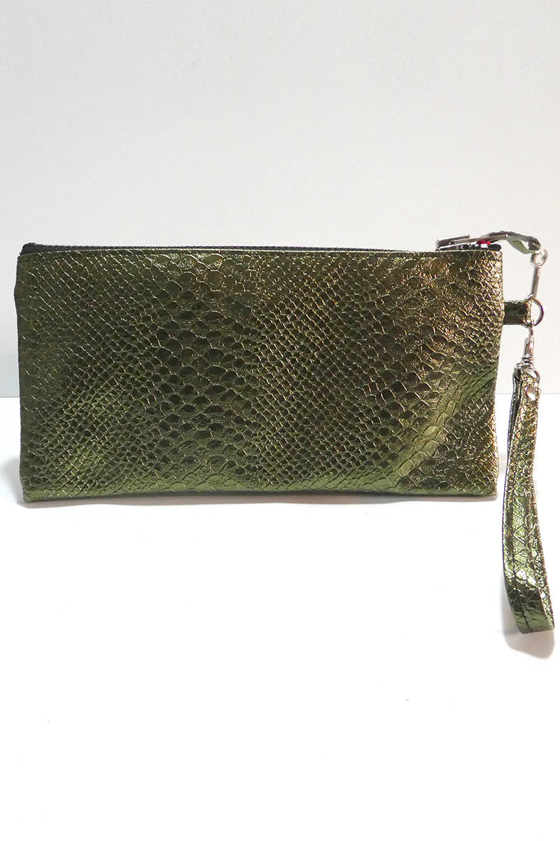 Clutch bag w/ padlock in Snake