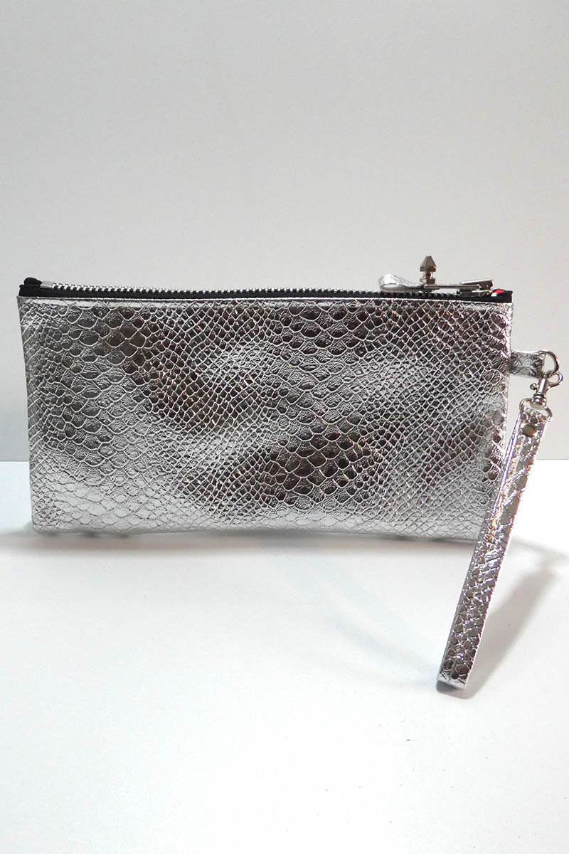 Clutch bag w/ padlock in Snake