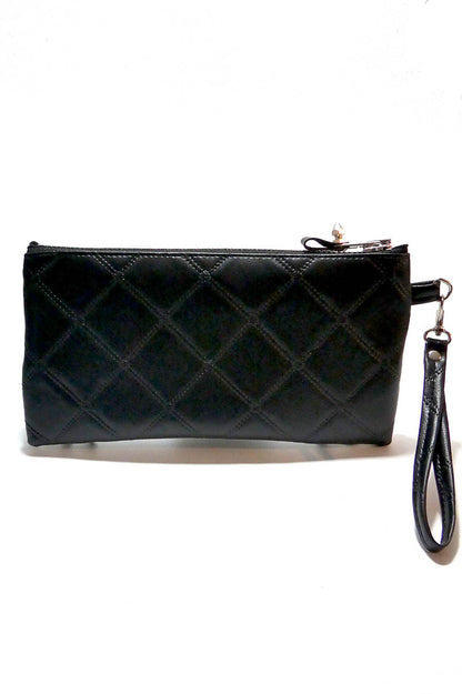 Clutch bag w/ spikes in Quilted Leatherette