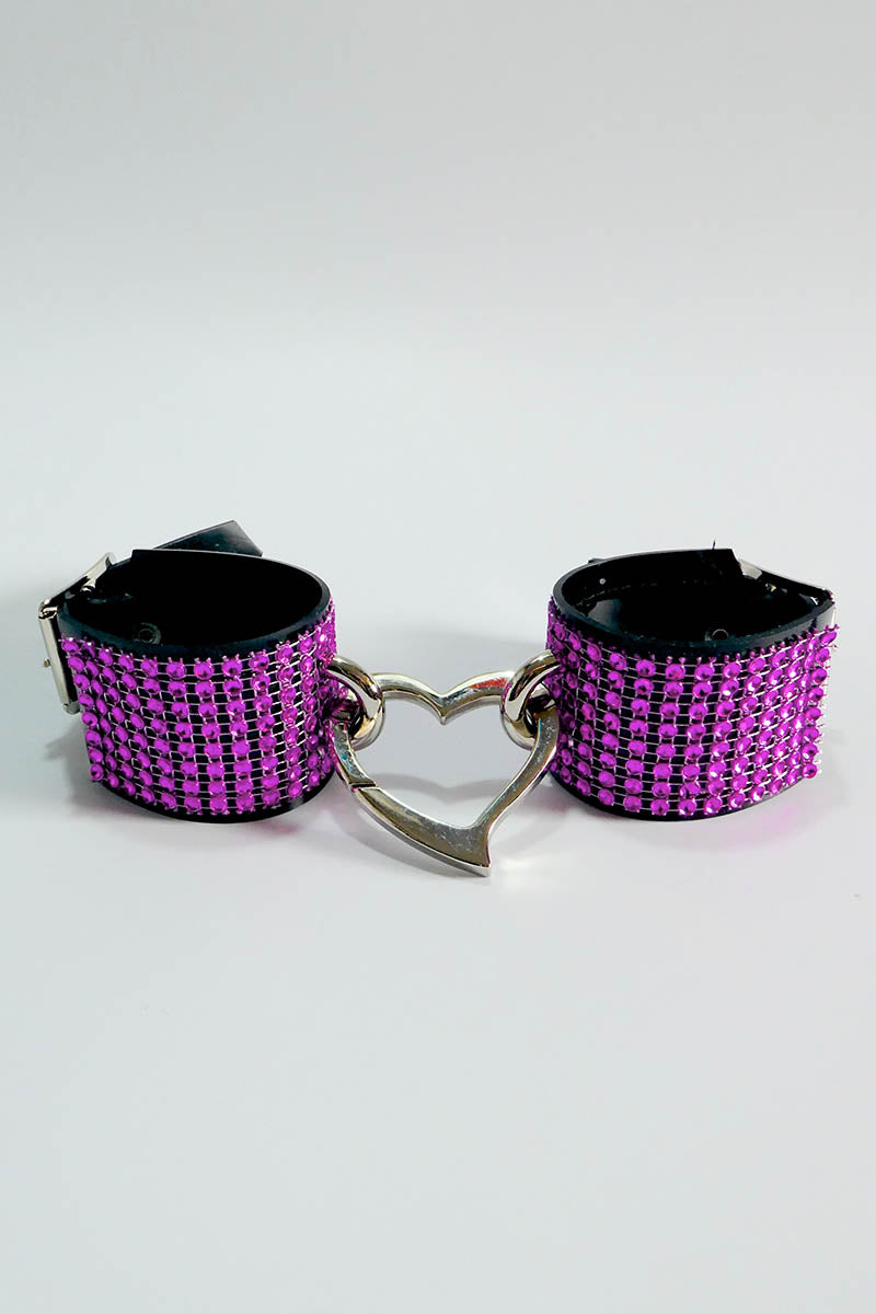 Diamante Love Trap Handcuffs in Fuchsia