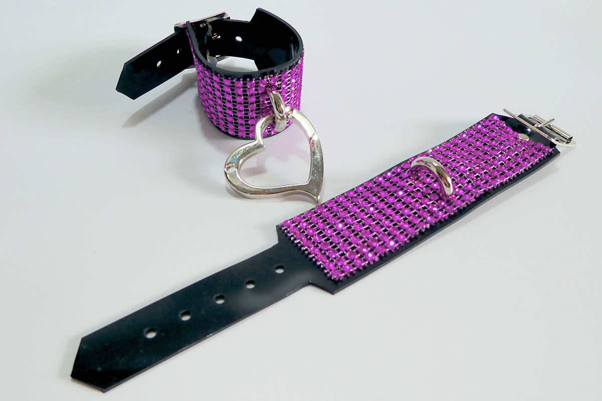 Diamante Love Trap Handcuffs in Fuchsia