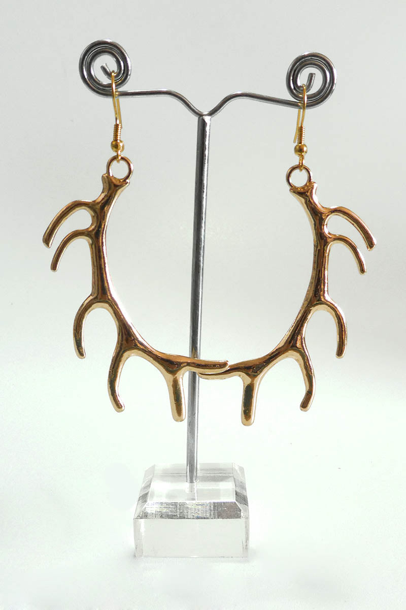 Large Antler Earrings in Gold