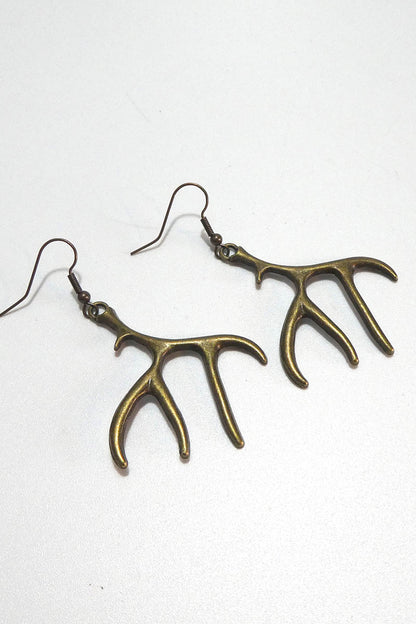 Antler Earrings in Bronze