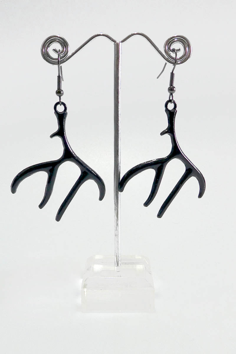 Antler Earrings in Black