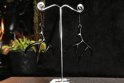 Antler Earrings in Black