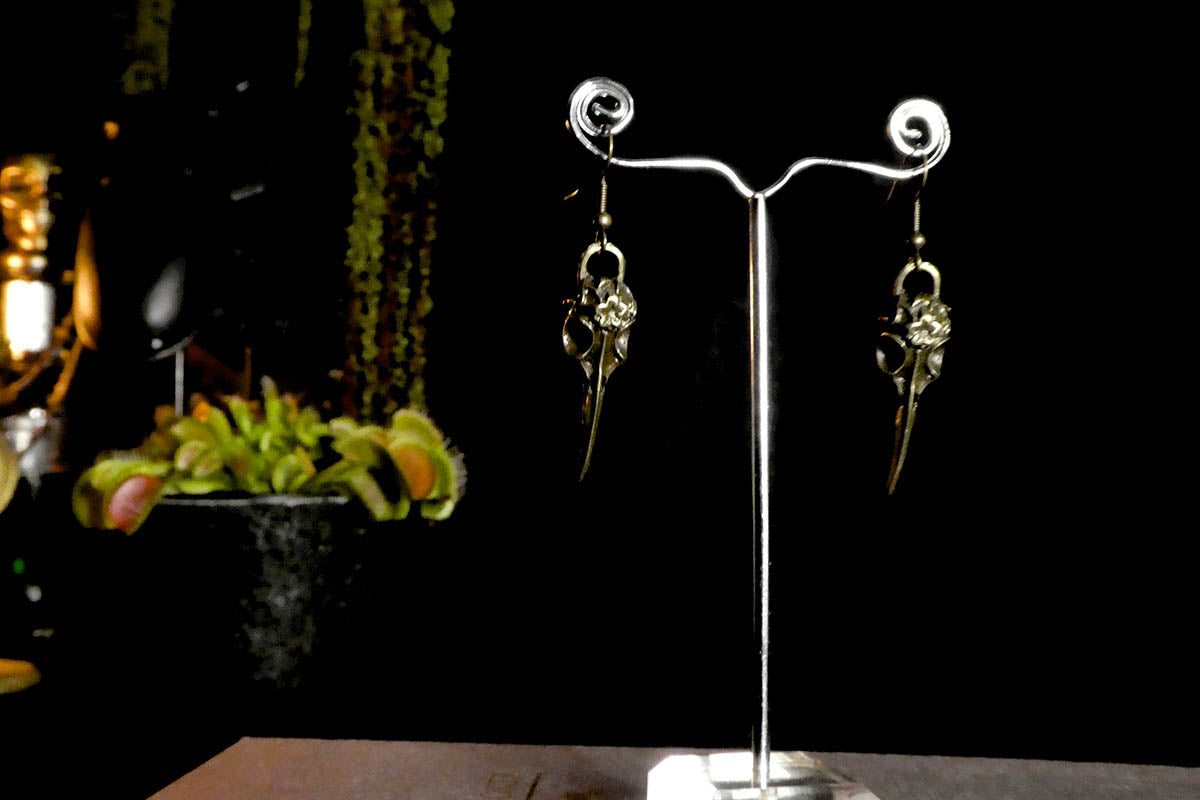 Antique Bird Skull Earrings