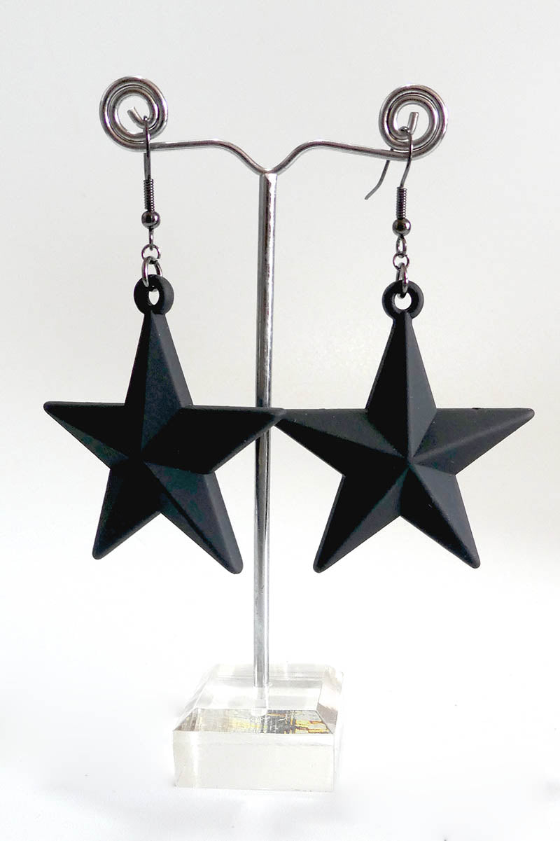 Black Star Earrings Large