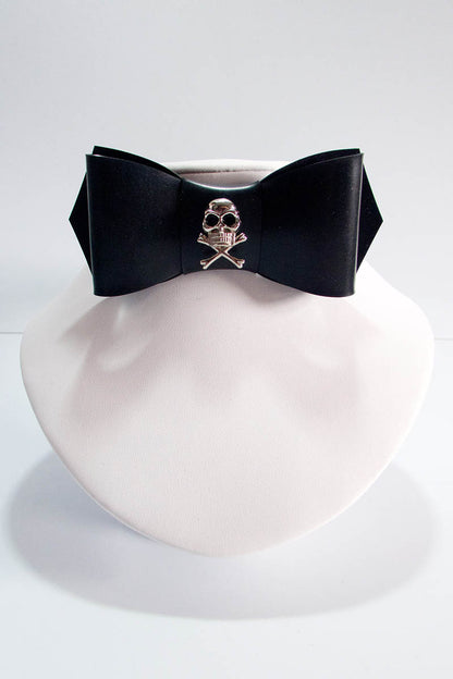 Rubber Bow Tie w/ Skull & Bones