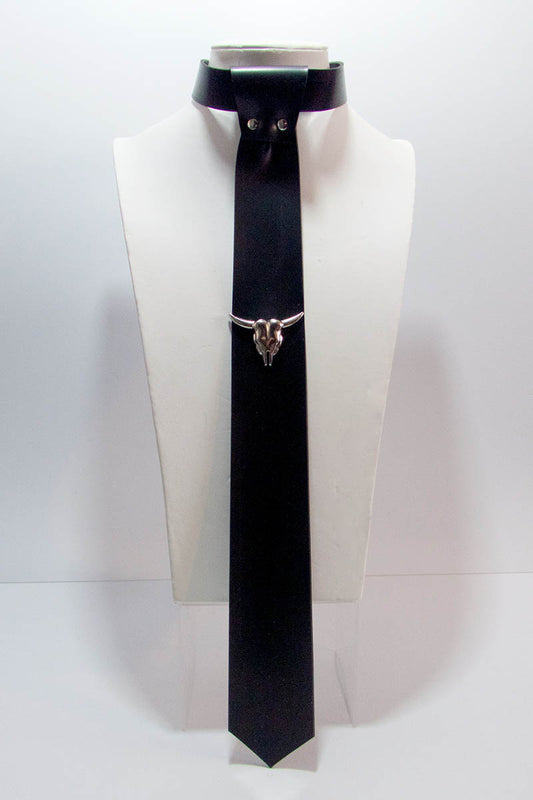Skinny Tie with Cow Skull