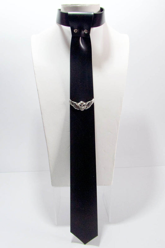 Skinny Tie with Winged Skull