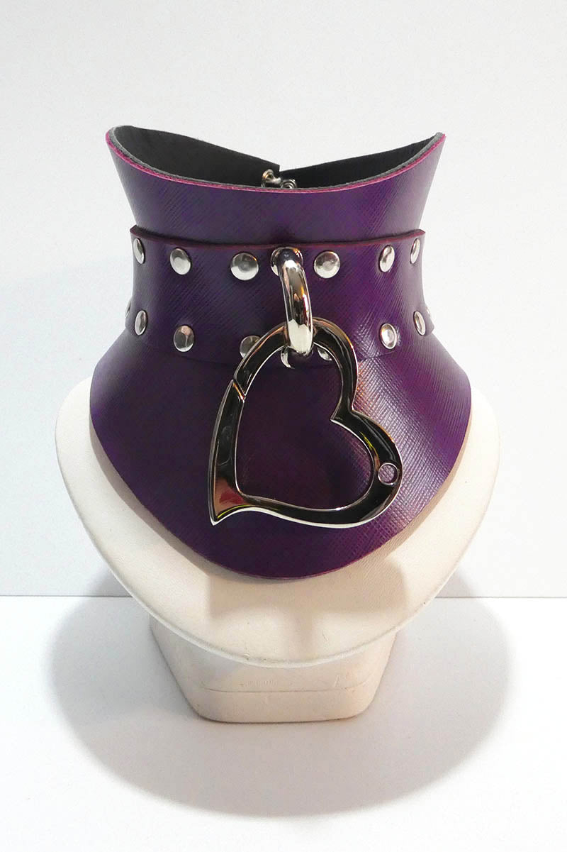 real leather posture collar in purple