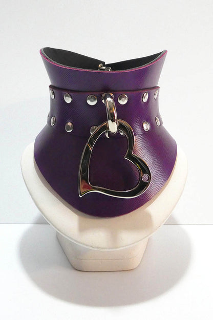 real leather posture collar in purple