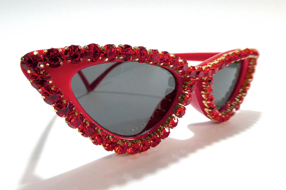 Diamond Cat Eye Sunglasses in Red